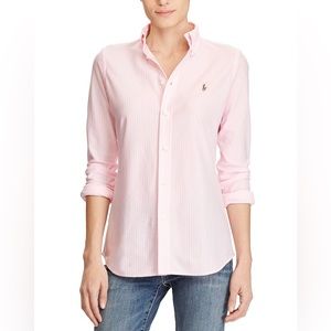 RALPH LAUREN | XL | Women’s Long Sleeve Button Down Shirt | Pink White | Cotton